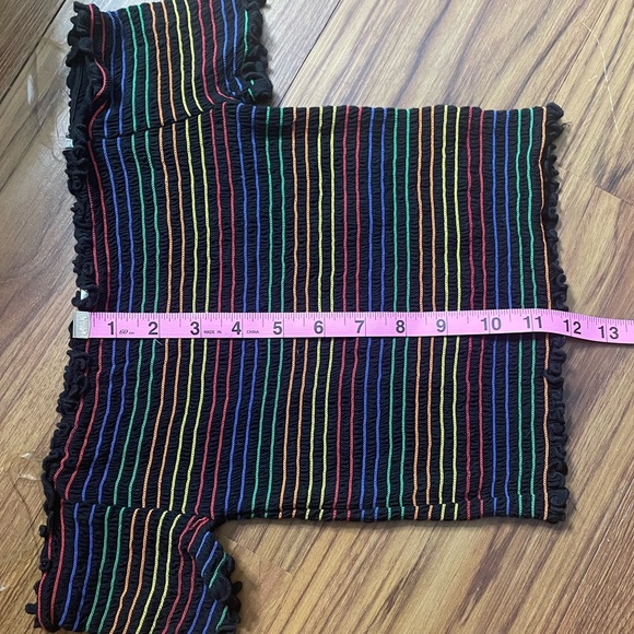 Heart & Hips Rainbow Striped Ruched Stretched Crop Top sz M - Picture 13 of 15